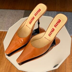 Miu Miu Brown and Black Heeled Mules